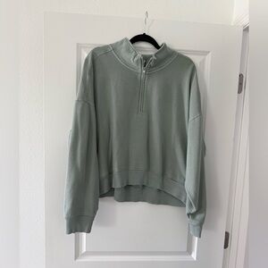 PINK Victoria's Secret Sage Green Half-Zip Sweatshirt